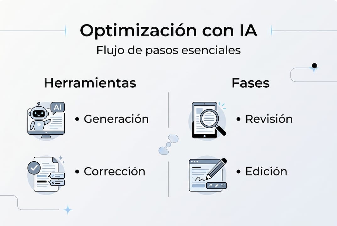 Infografía: pasos fundamentales para mejorar la redacción con inteligencia artificial