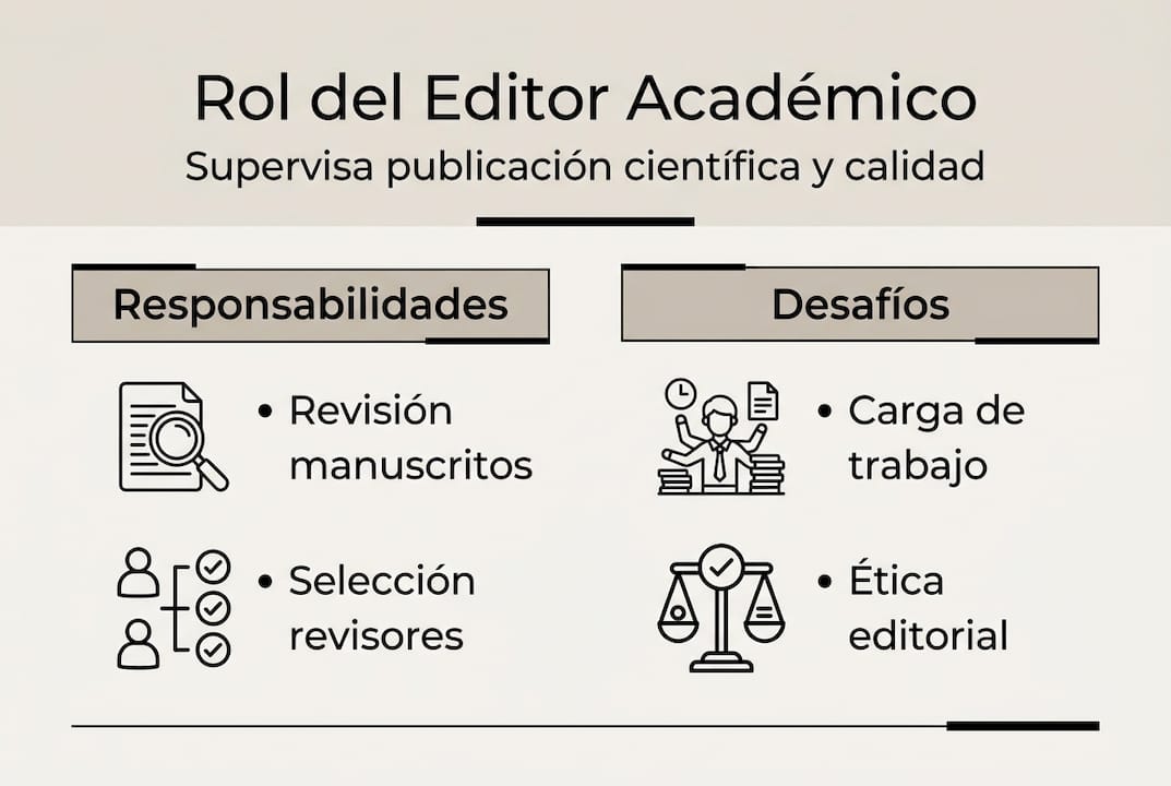 Infografía: ¿En qué consiste el trabajo de un editor académico? Responsabilidades clave y retos a los que se enfrenta