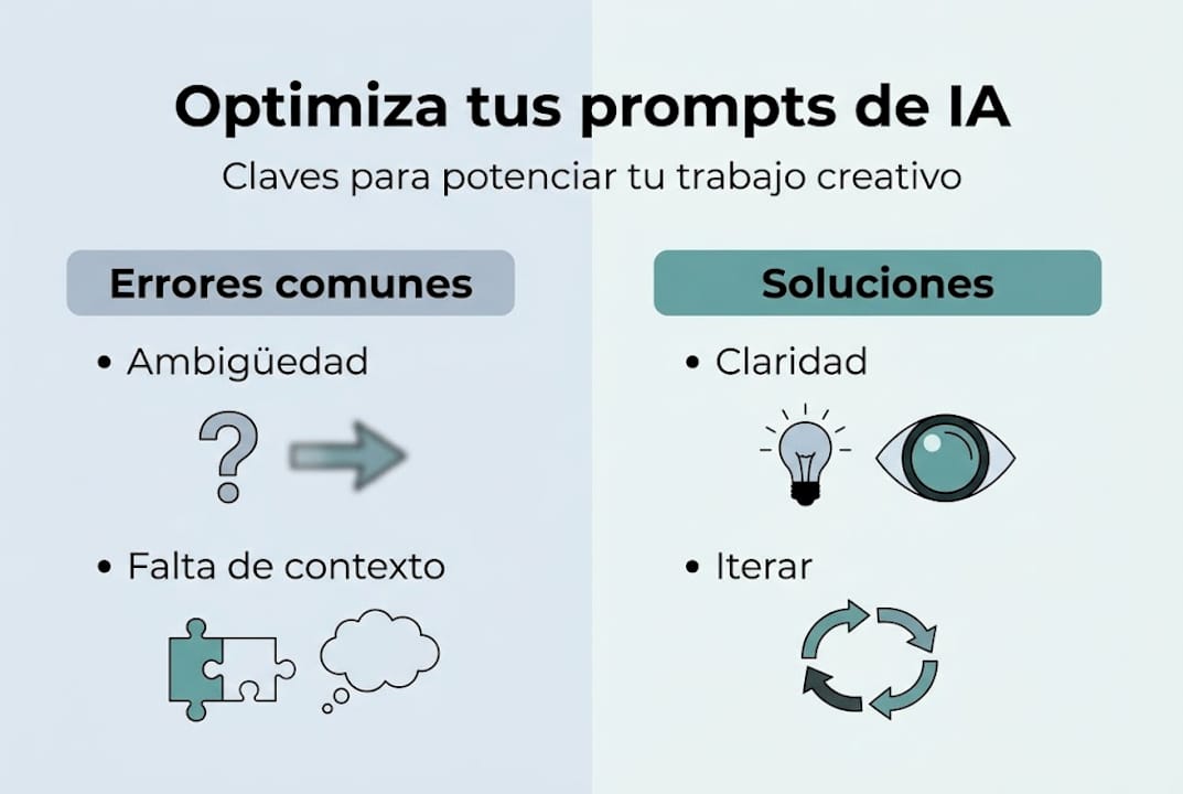 Infografía: cómo mejorar tus prompts de IA y evitar los errores más frecuentes