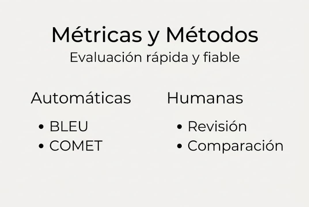 Infografía: principales métricas y métodos utilizados en la traducción automática