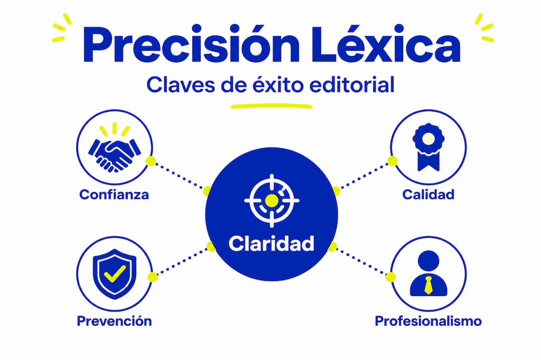 Infografía sobre cómo la precisión en el uso de palabras influye en el éxito de una publicación
