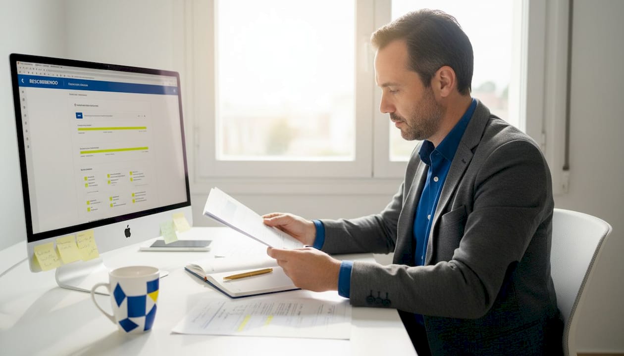 El editor repasa el manual de estilo mientras trabaja en su escritorio.