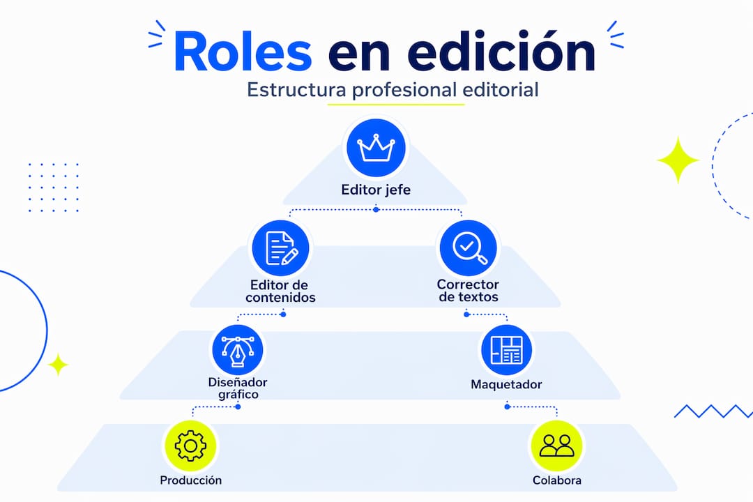 Organización visual de los distintos puestos en la edición profesional