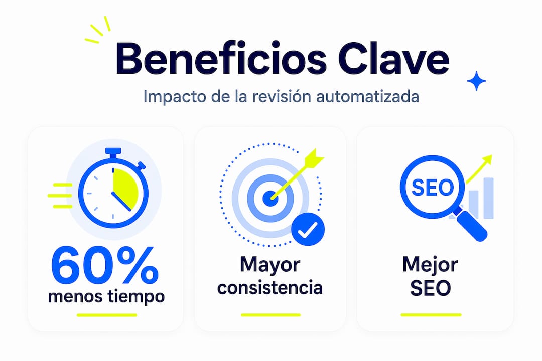 Infografía con las principales ventajas de la revisión automática