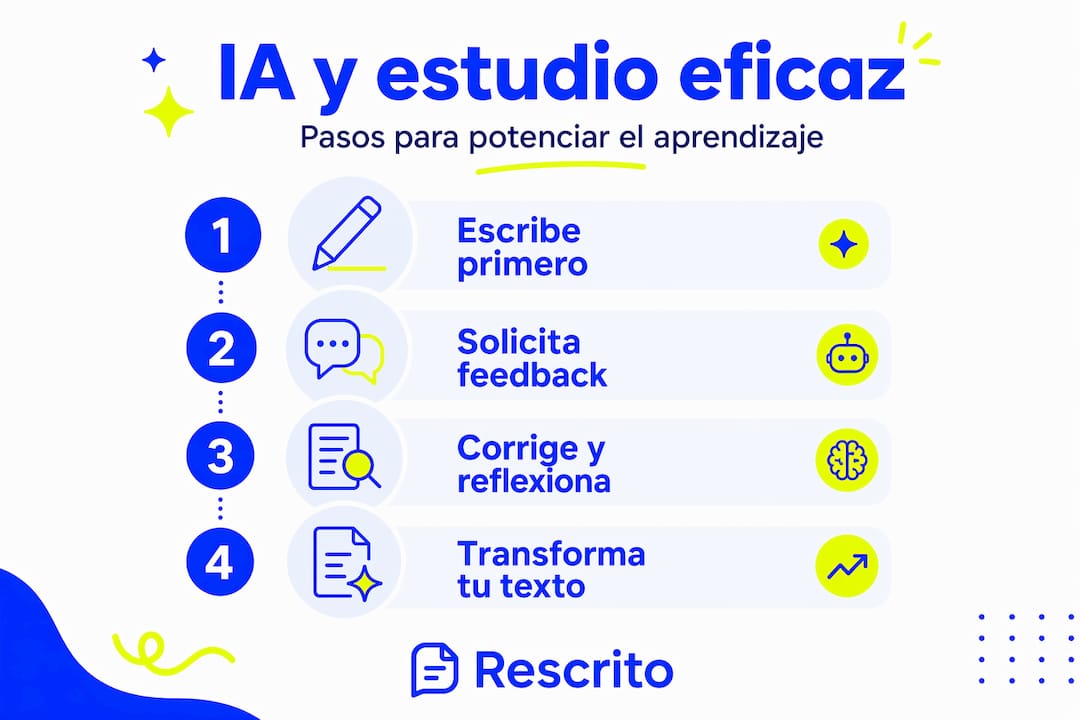 Infografía: cómo aprovechar la inteligencia artificial en tus estudios paso a paso
