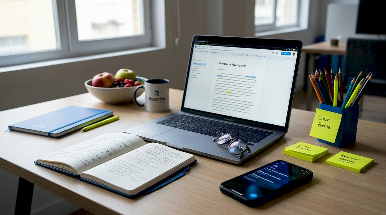 Espacio de trabajo con herramientas de edición y anotaciones