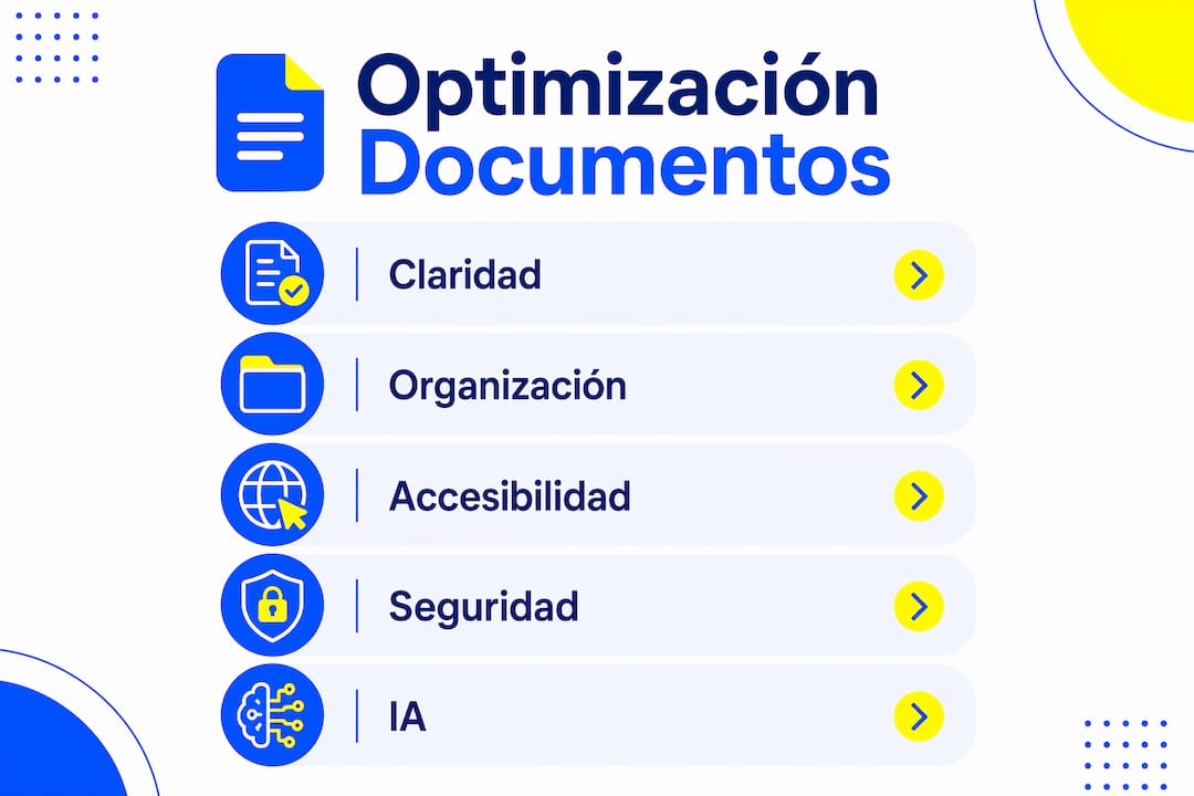 Infografía con los pasos clave para optimizar documentos