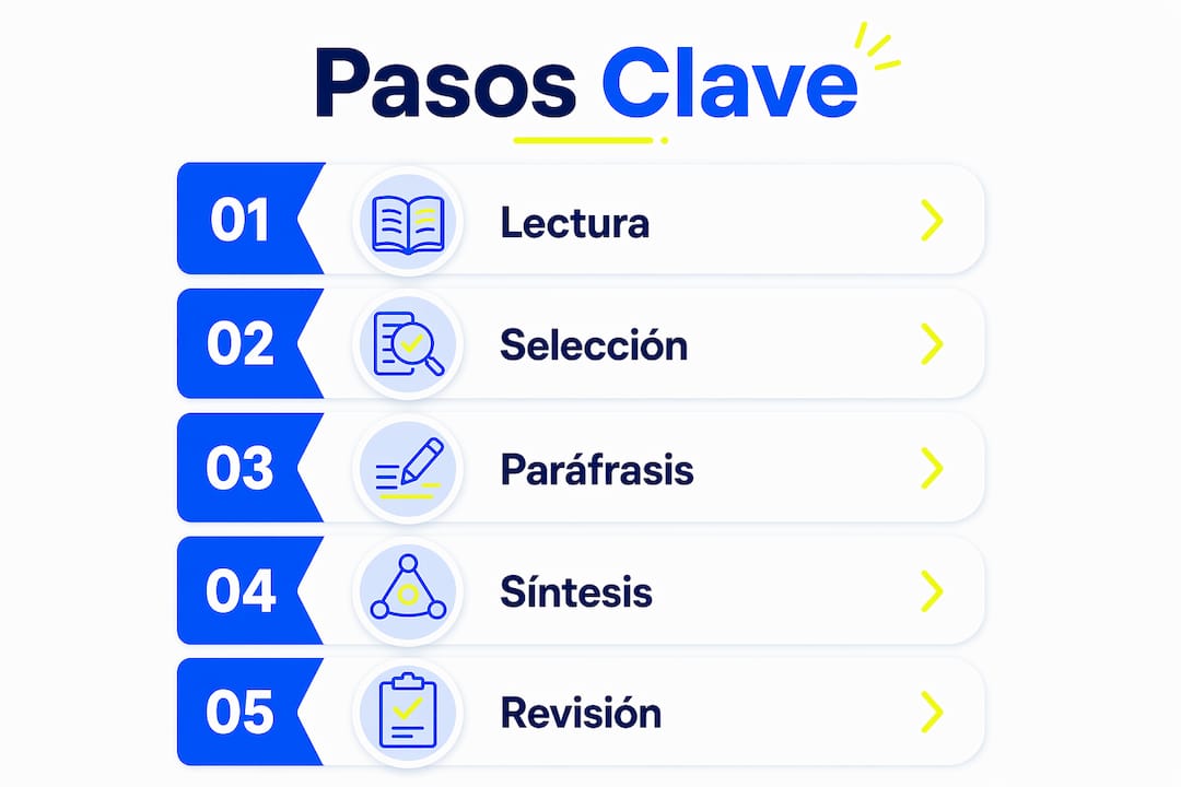 Infografía: cómo elaborar resúmenes claros y efectivos paso a paso
