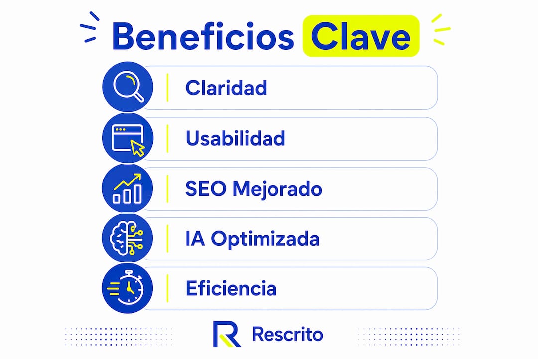 Infografía que destaca las principales ventajas de organizar los contenidos de manera efectiva