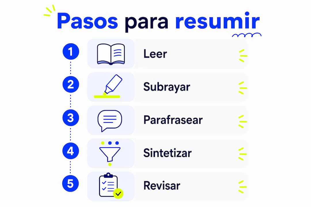 Infografía: guía práctica para resumir documentos paso a paso