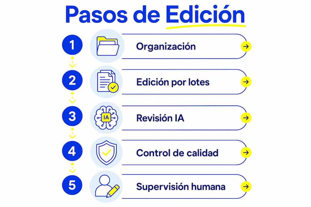 Infografía con los pasos clave para una edición eficiente