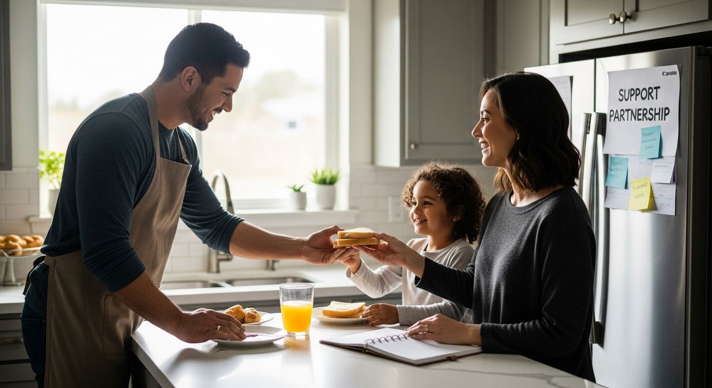 supportive husband parenting teamwork