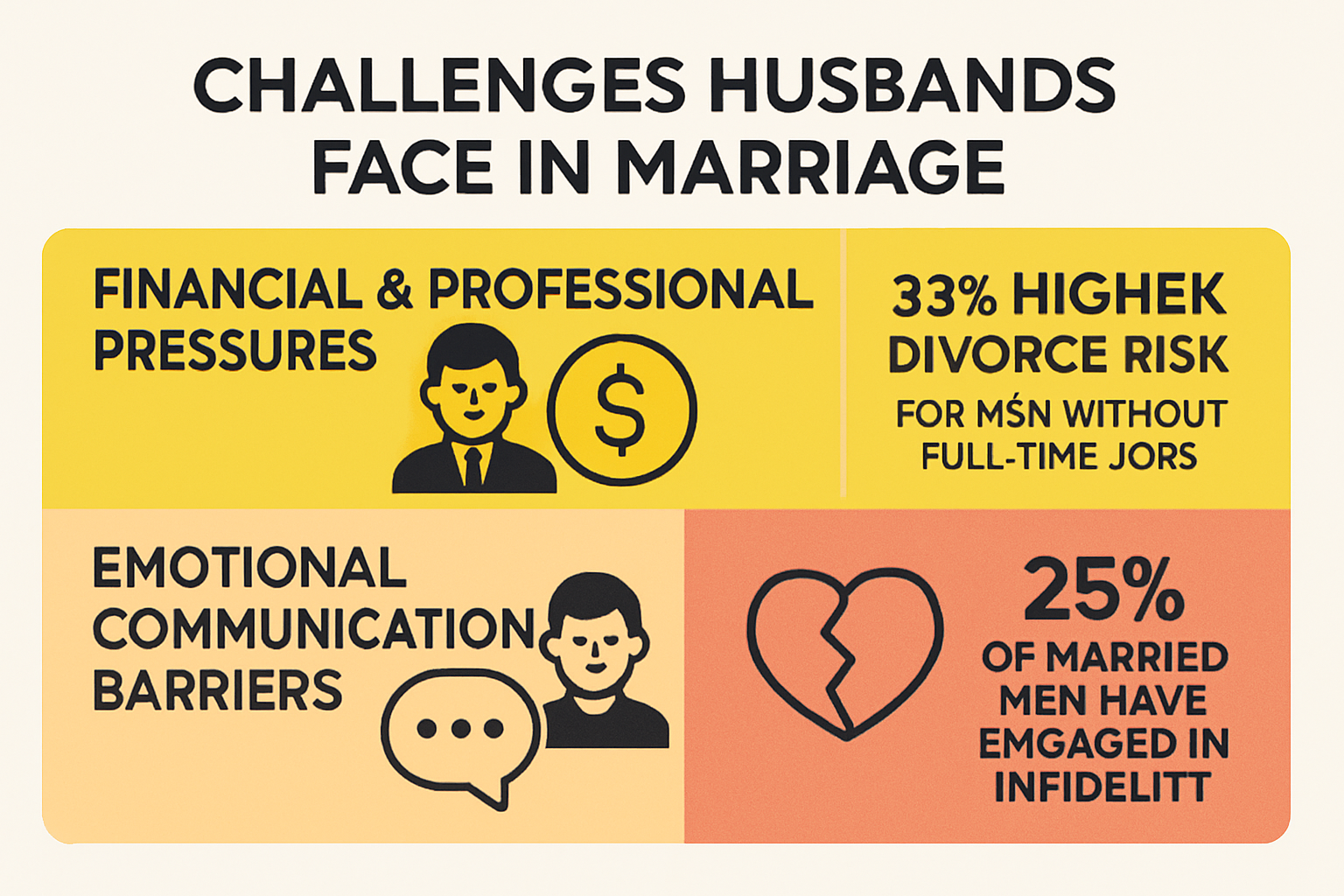 Infographic illustrating marriage challenges faced by men