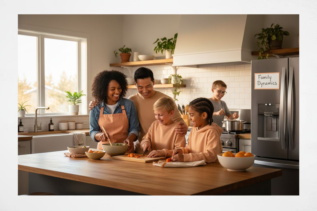 blended families kitchen teamwork