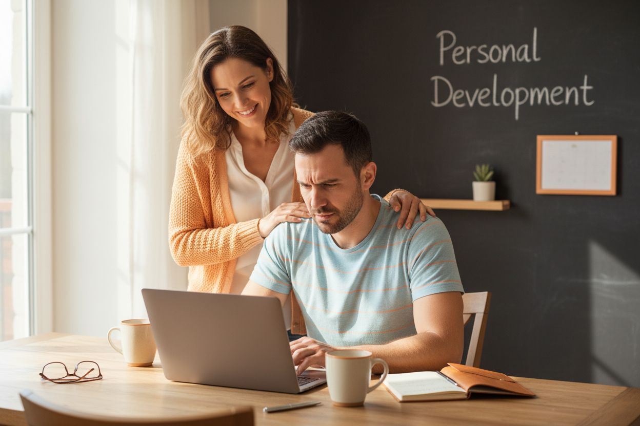 wife supporting husband learning