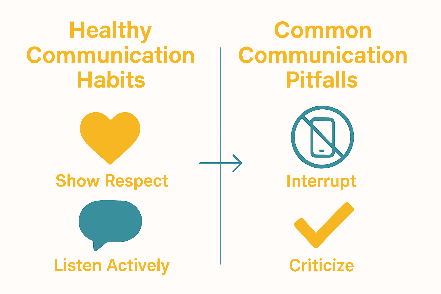 Infographic comparing healthy and unhealthy communication habits for couples.