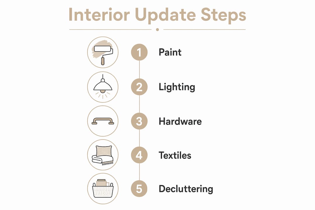 Infographic outlining cost-effective interior update steps