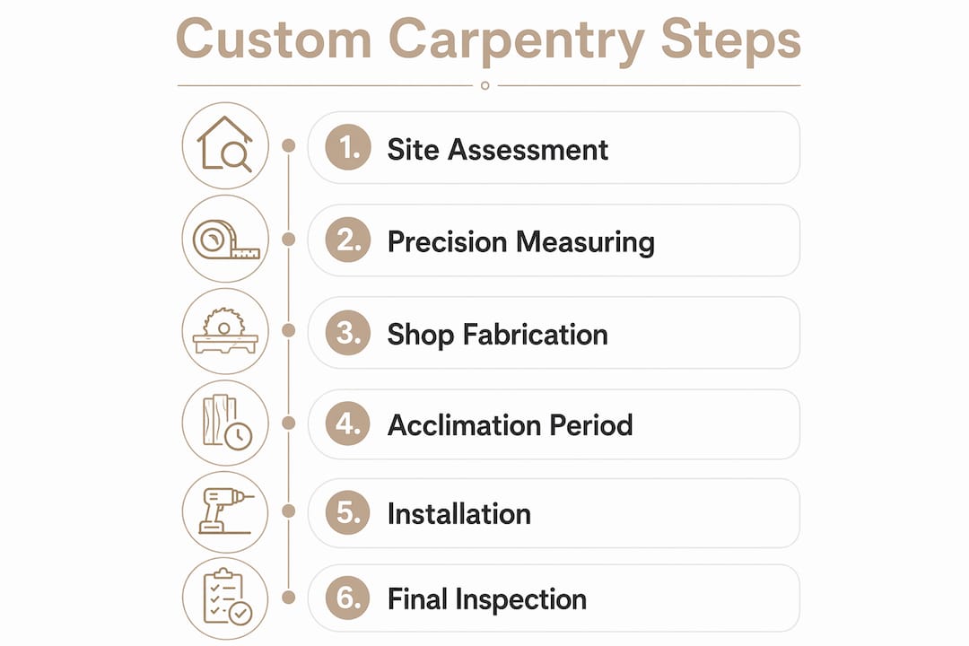 Infographic illustrating custom carpentry process steps