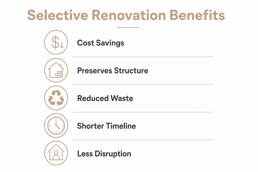 Infographic illustrating key benefits of selective renovation