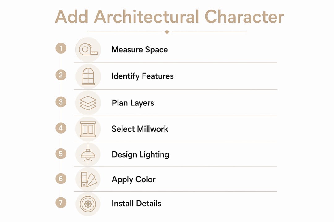 Infographic showing steps to add architectural character indoors