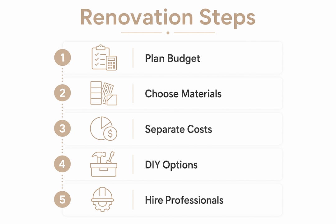 Infographic outlining key steps in carpentry renovation