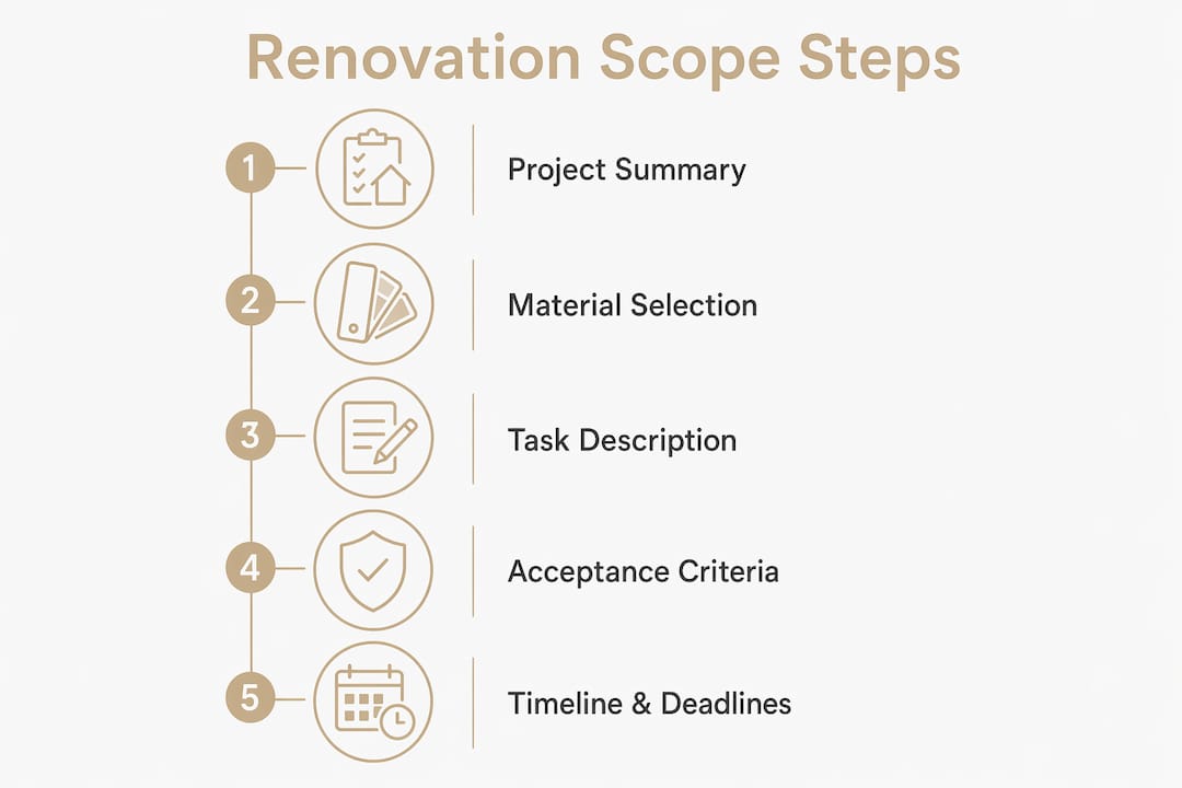 Infographic outlining key renovation scope steps