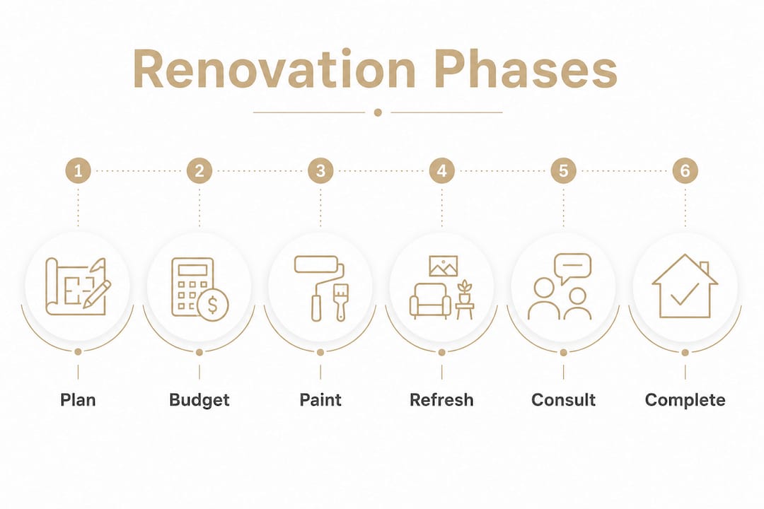 Infographic showing renovation phases flow