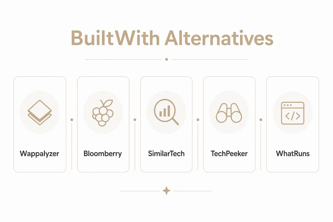 Infographic showing BuiltWith alternative tools hierarchy