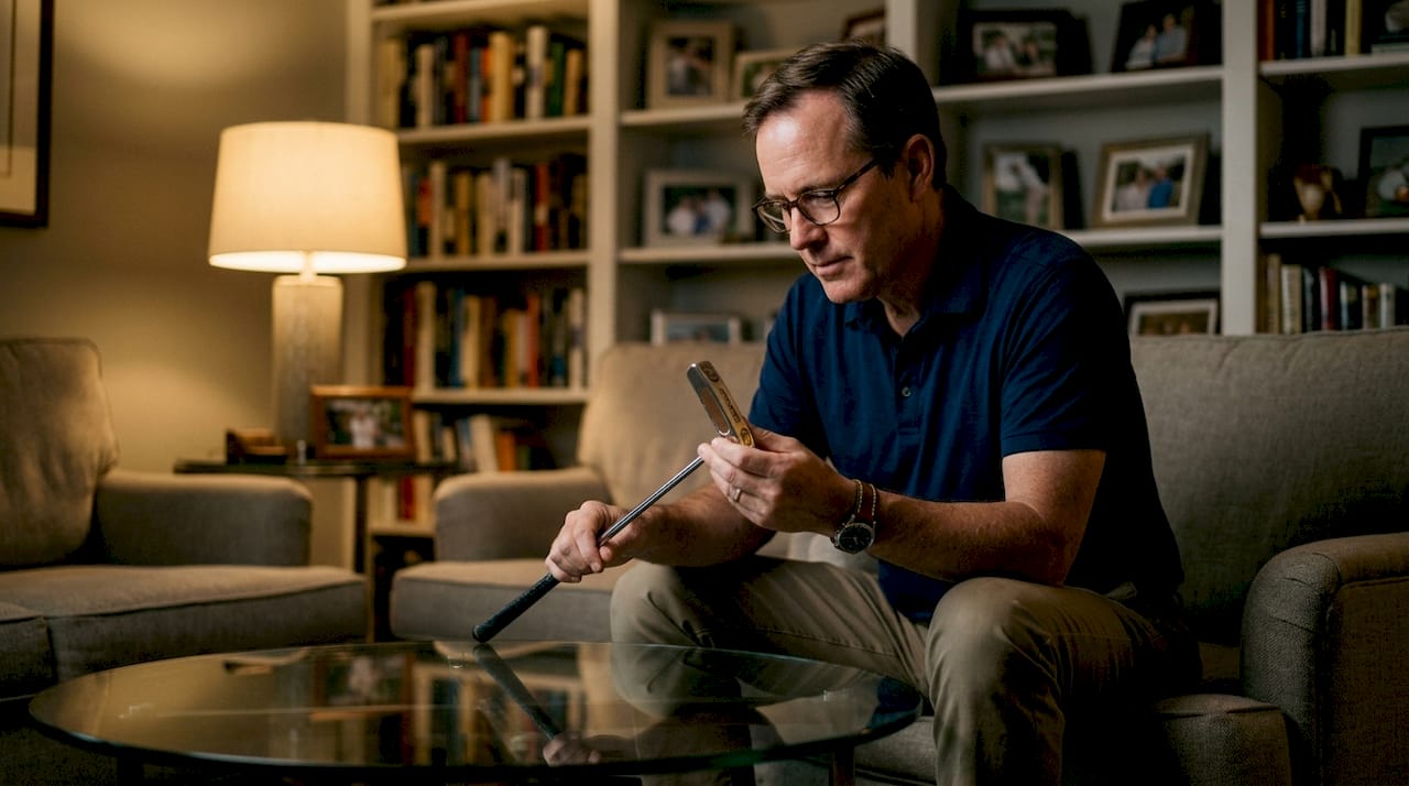 Collector examining limited edition golf putter