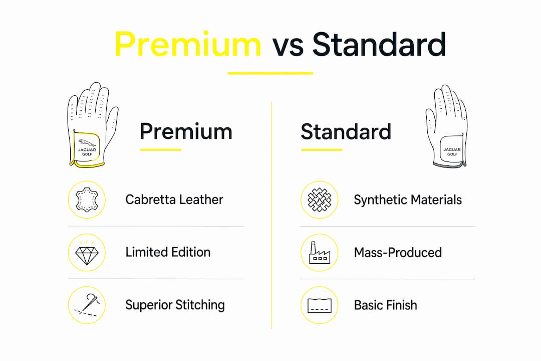 Infographic comparing premium and standard golf accessories