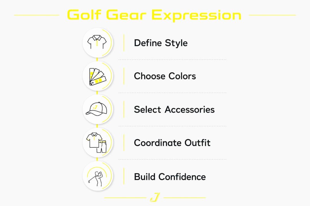 Infographic showing golf gear self-expression steps