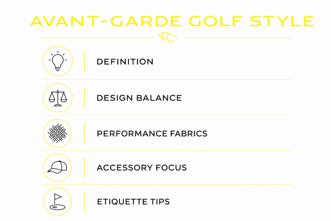 Infographic showing key steps in avant-garde golf fashion