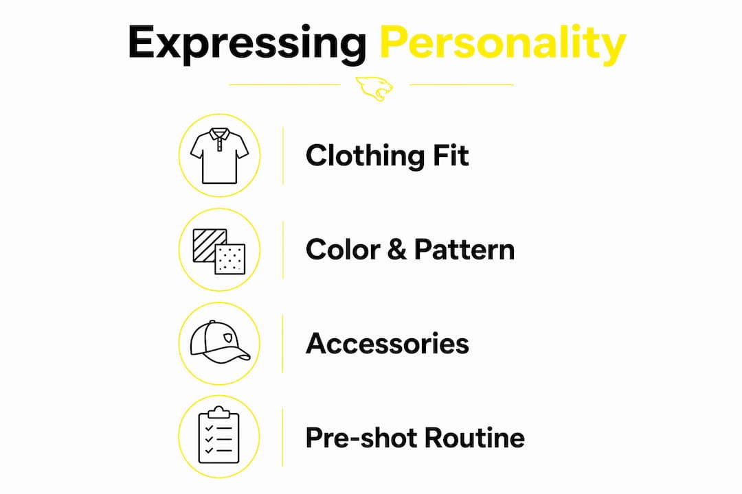 Infographic showing key ways to express personality on golf course