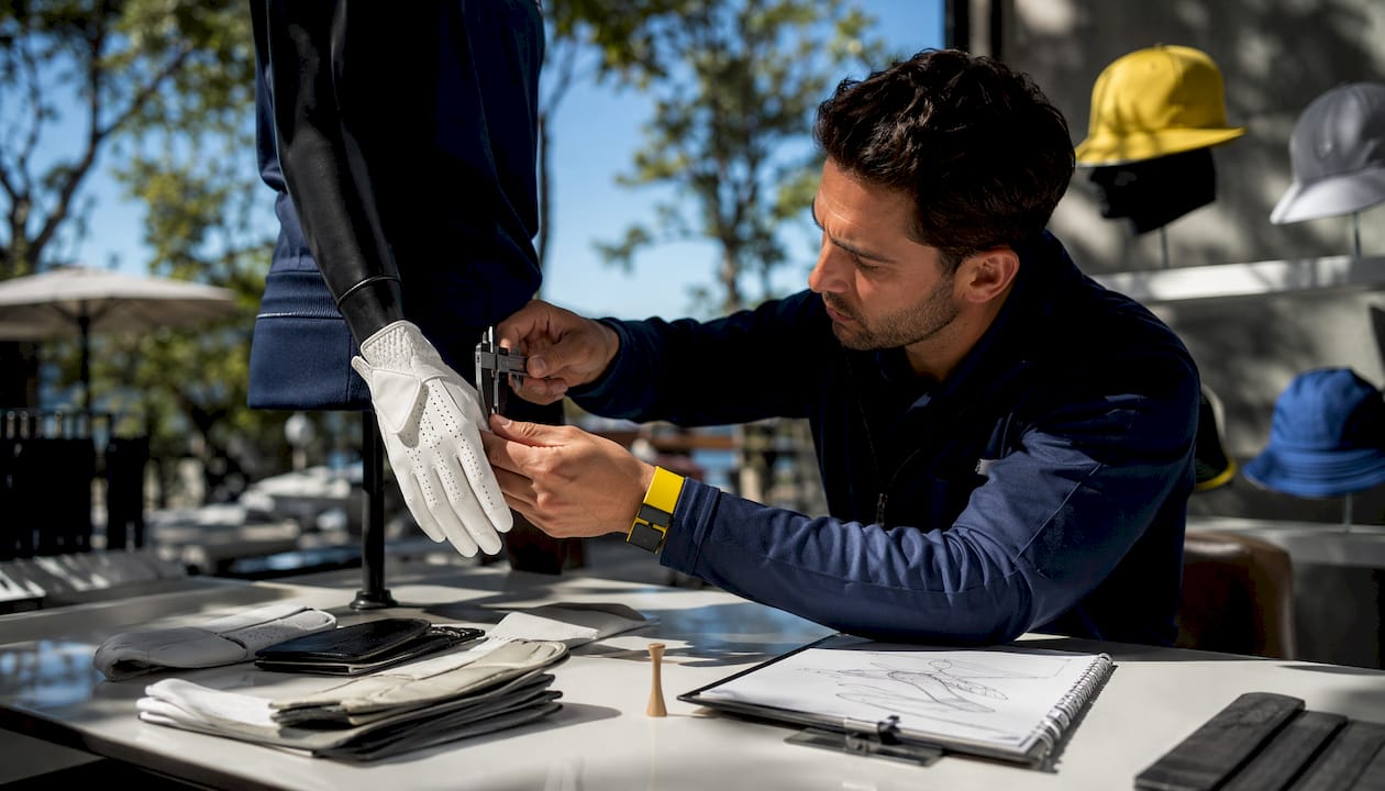 Craftsman measuring golf glove for precision fit