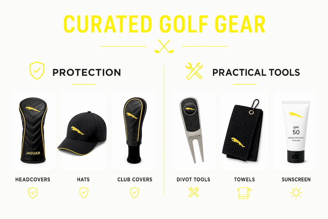 Infographic showing curated golf gear components overview