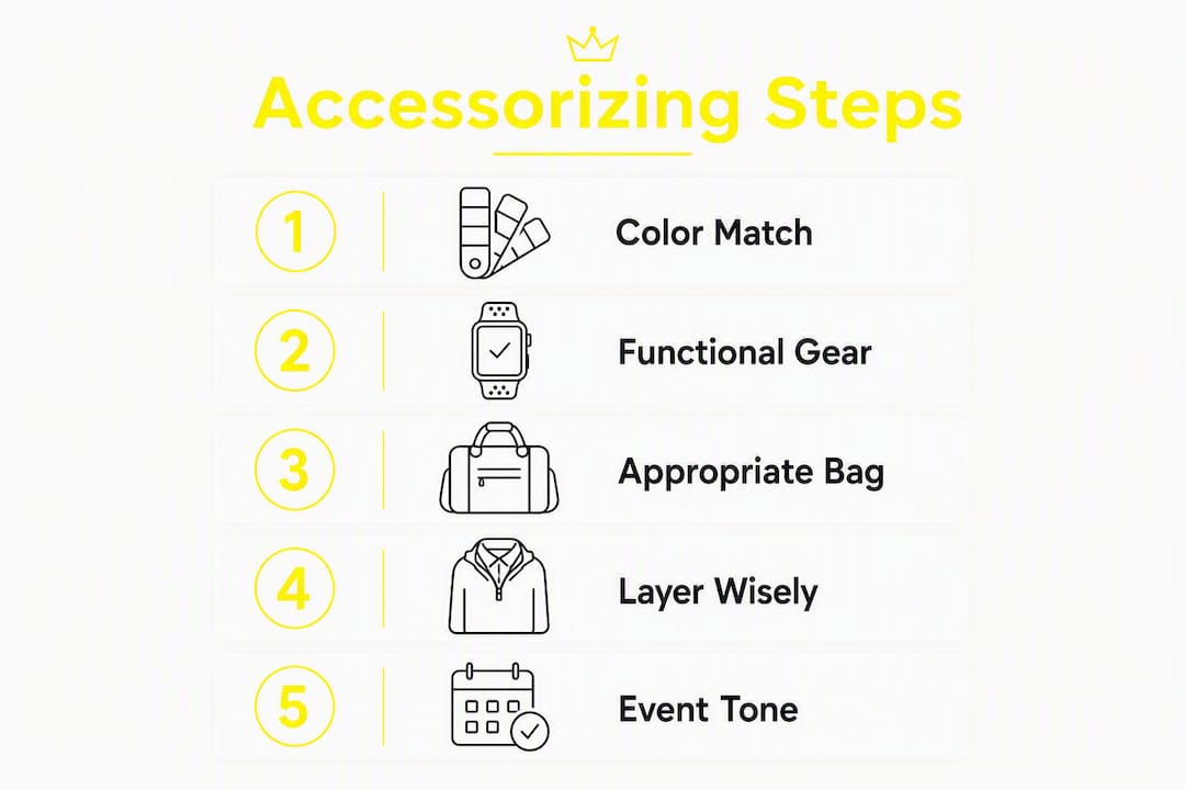 Infographic showing steps to accessorize at charity golf events