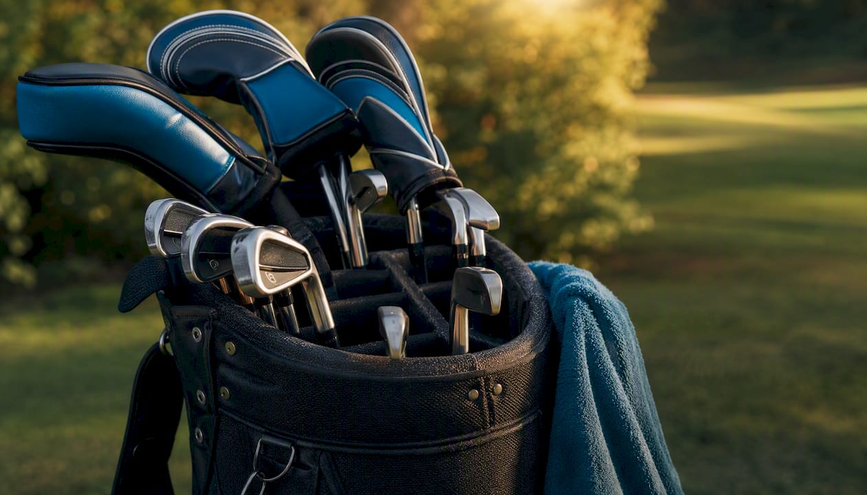Golf bag interior with full-length padded dividers