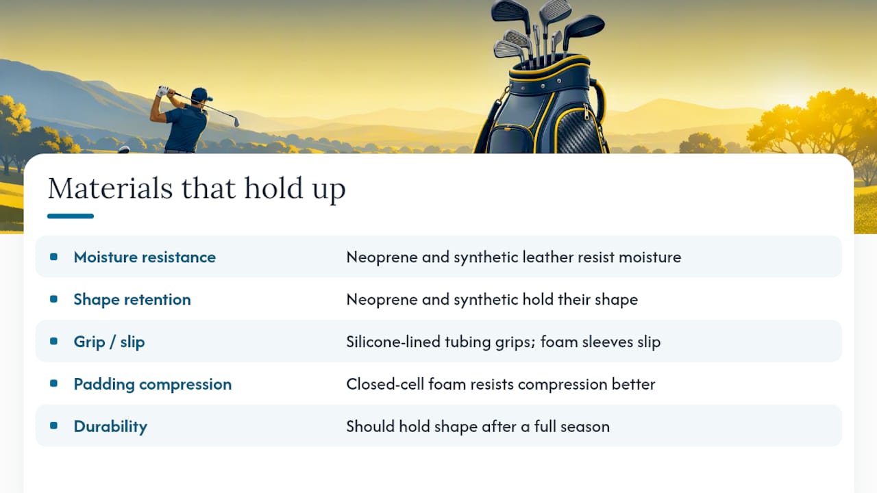 Diagram comparing materials for headcovers and shaft sleeves