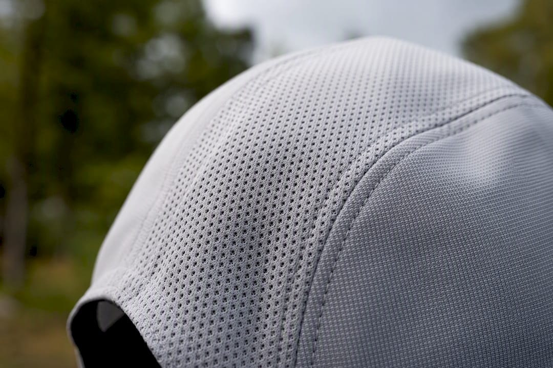 Close-up fabric texture of golf hat mesh panel