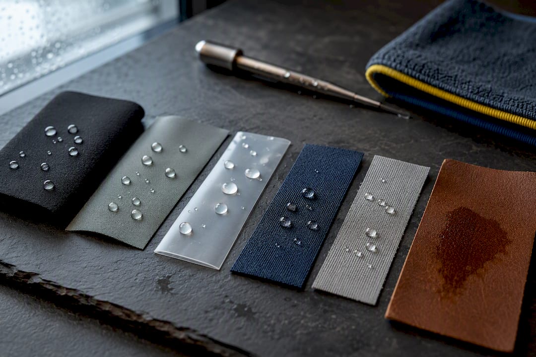 Water droplets on golf cover materials