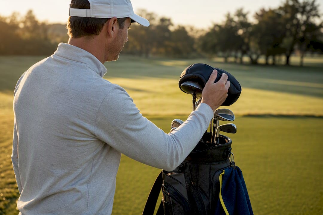 Golfer fitting an unbranded partial headcover