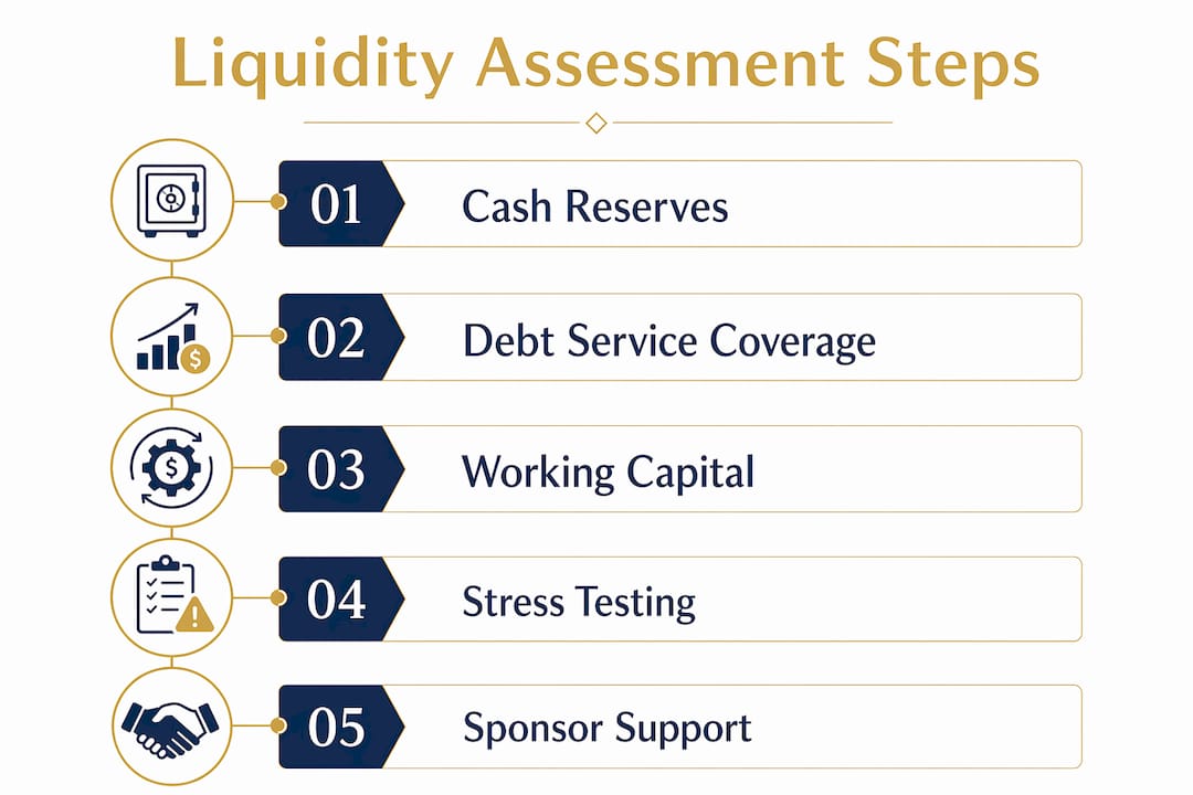 Infographic showing key steps in developer liquidity assessment