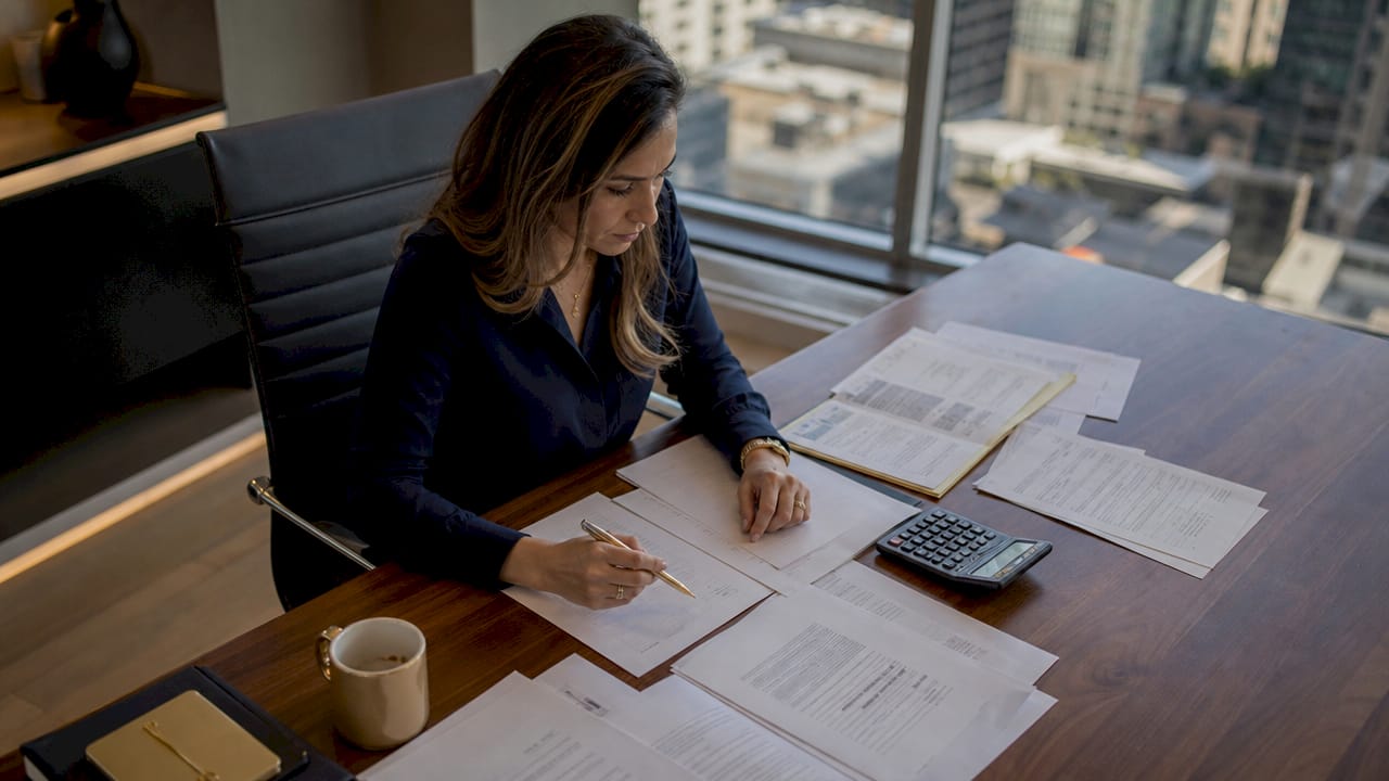 Developer reviewing commercial real estate loan documents