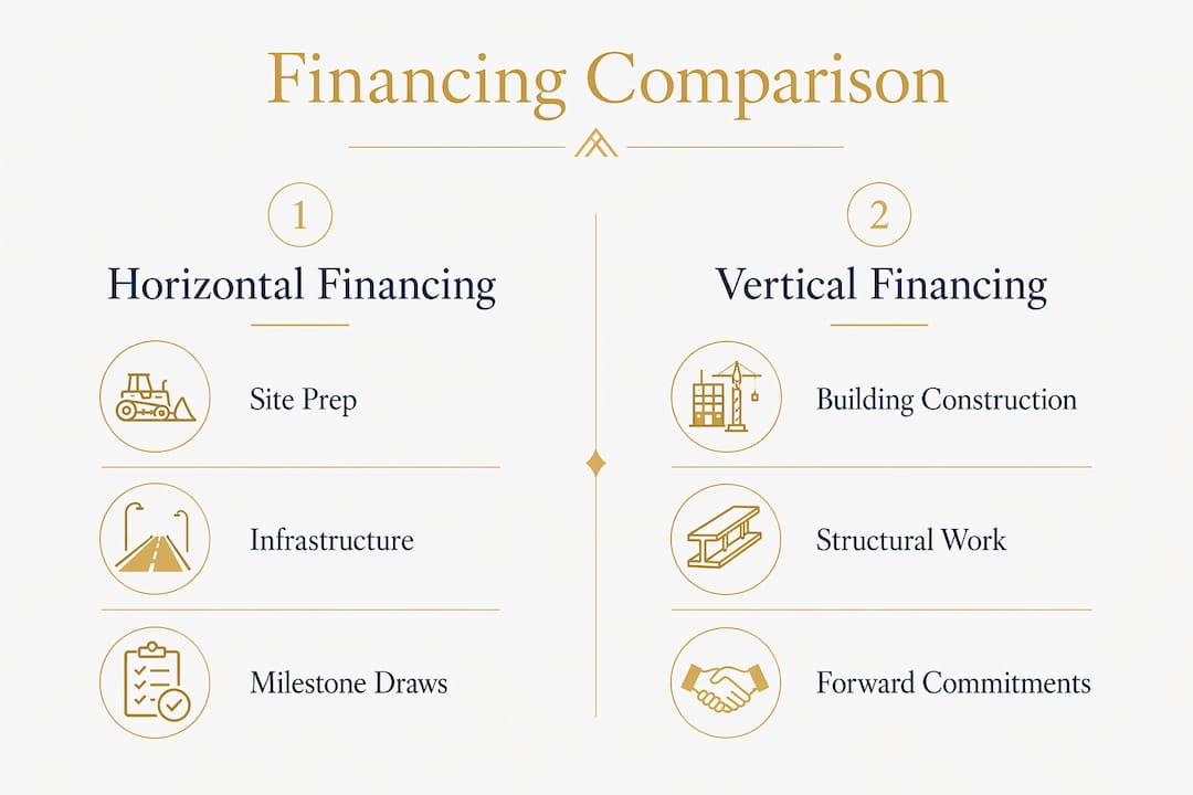 Infographic comparing horizontal and vertical financing