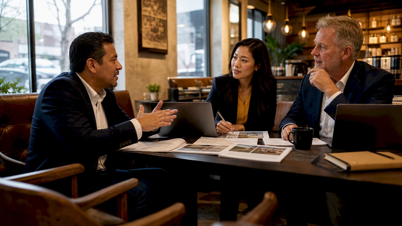 Group discussing commercial lender types at table