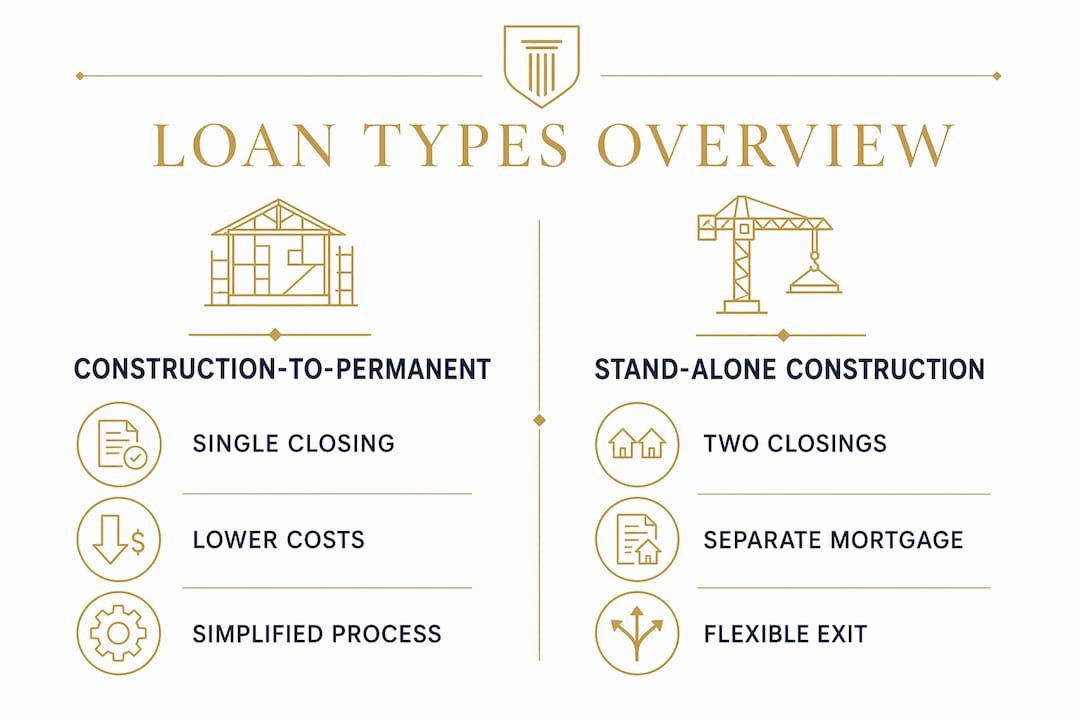 Infographic comparing construction loan types