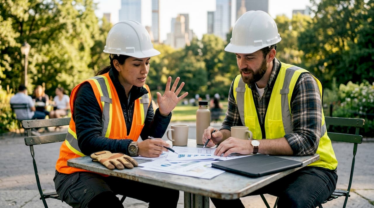 Construction professionals discussing financing tools