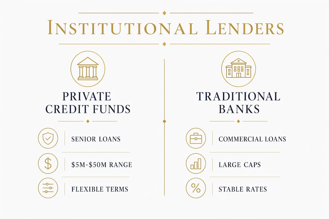 Infographic comparing lender types for institutional debt