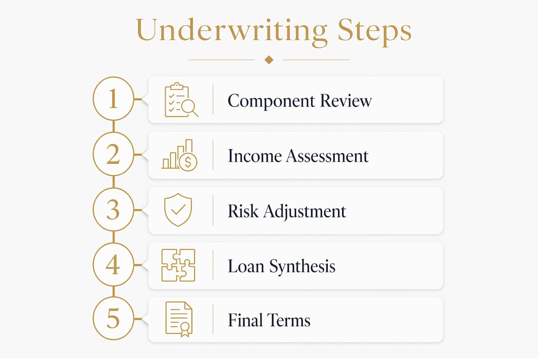 Infographic showing underwriting steps overview