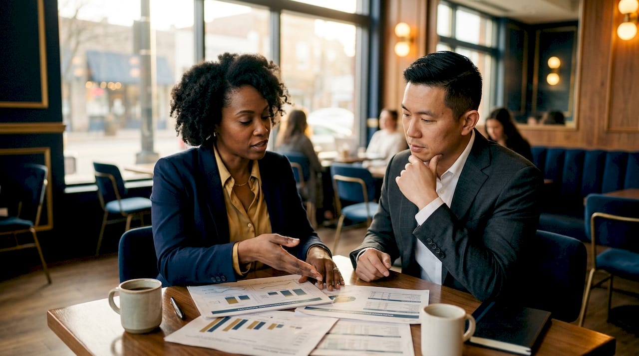 Professionals discussing financing capital categories